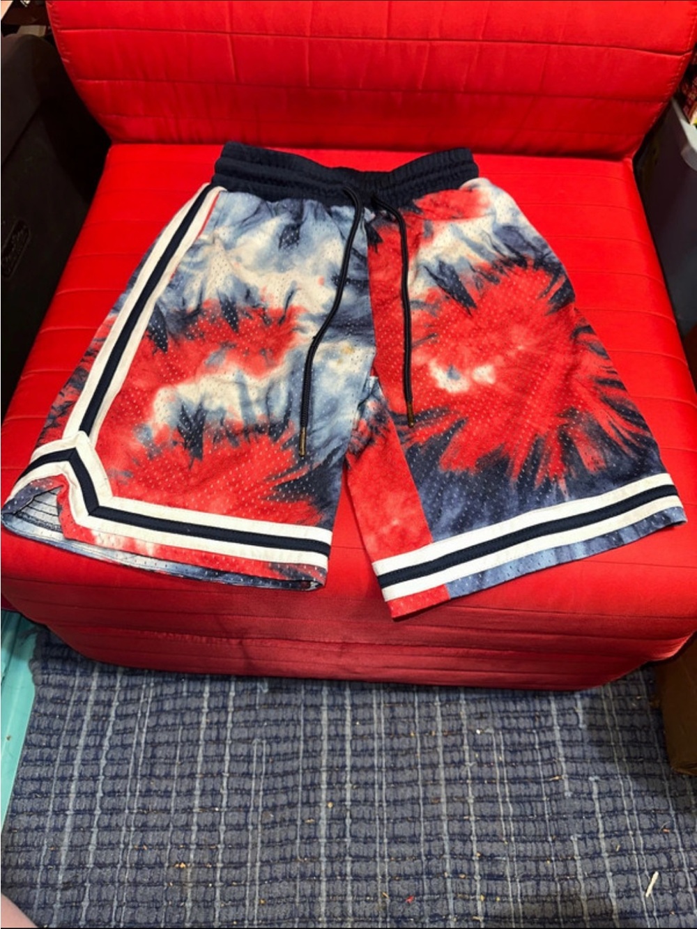 No boundaries Men's Red & Blue Tie-Dye Athletic Shorts